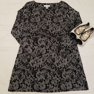 Christopher & Banks tunic grey metallic floral lg